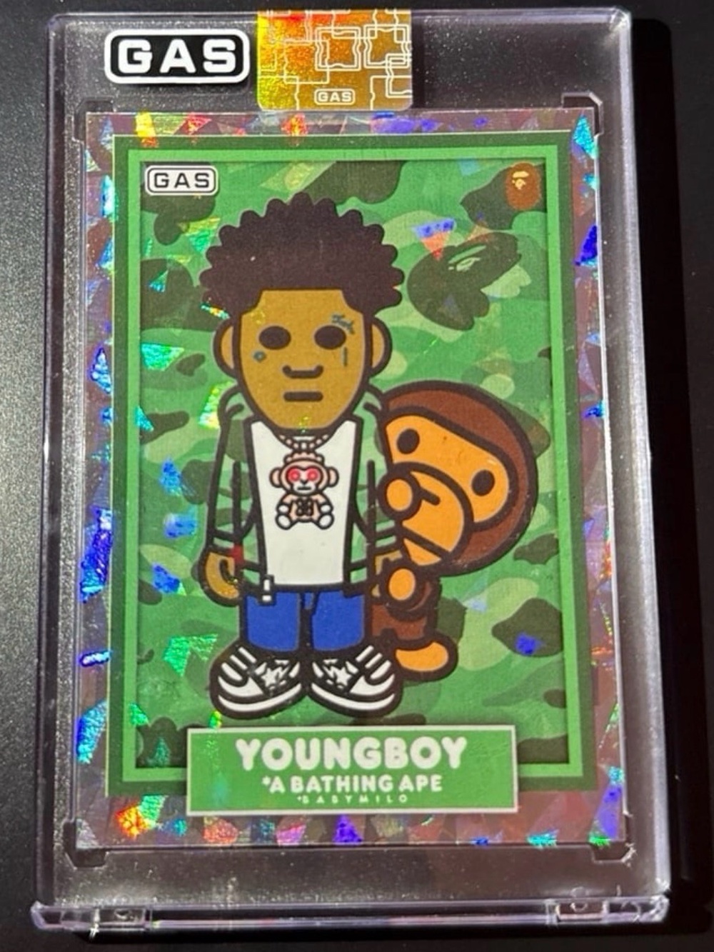 Bape X NBA YoungBoy X Complex GAS Cards sealed ice cracked Holofoil 220/500 Art